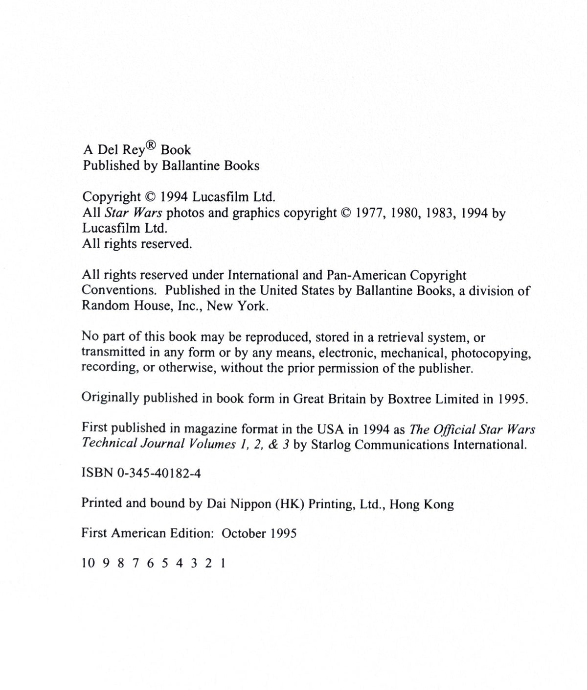 Technical Star War Journal:  Shane Johnson  First Edition  1995
