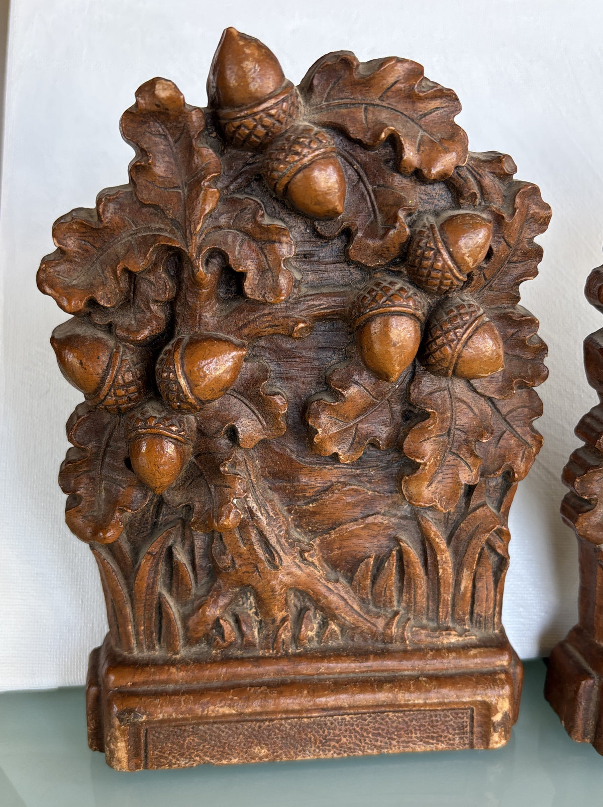 Vintage Acorn and Leaves Book Ends