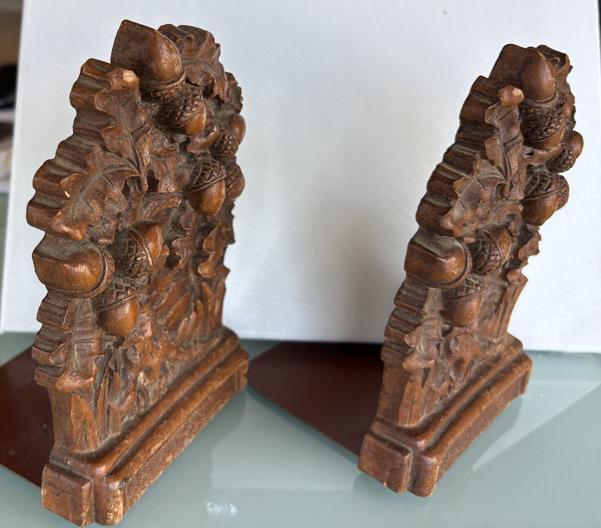 Vintage Acorn and Leaves Book Ends