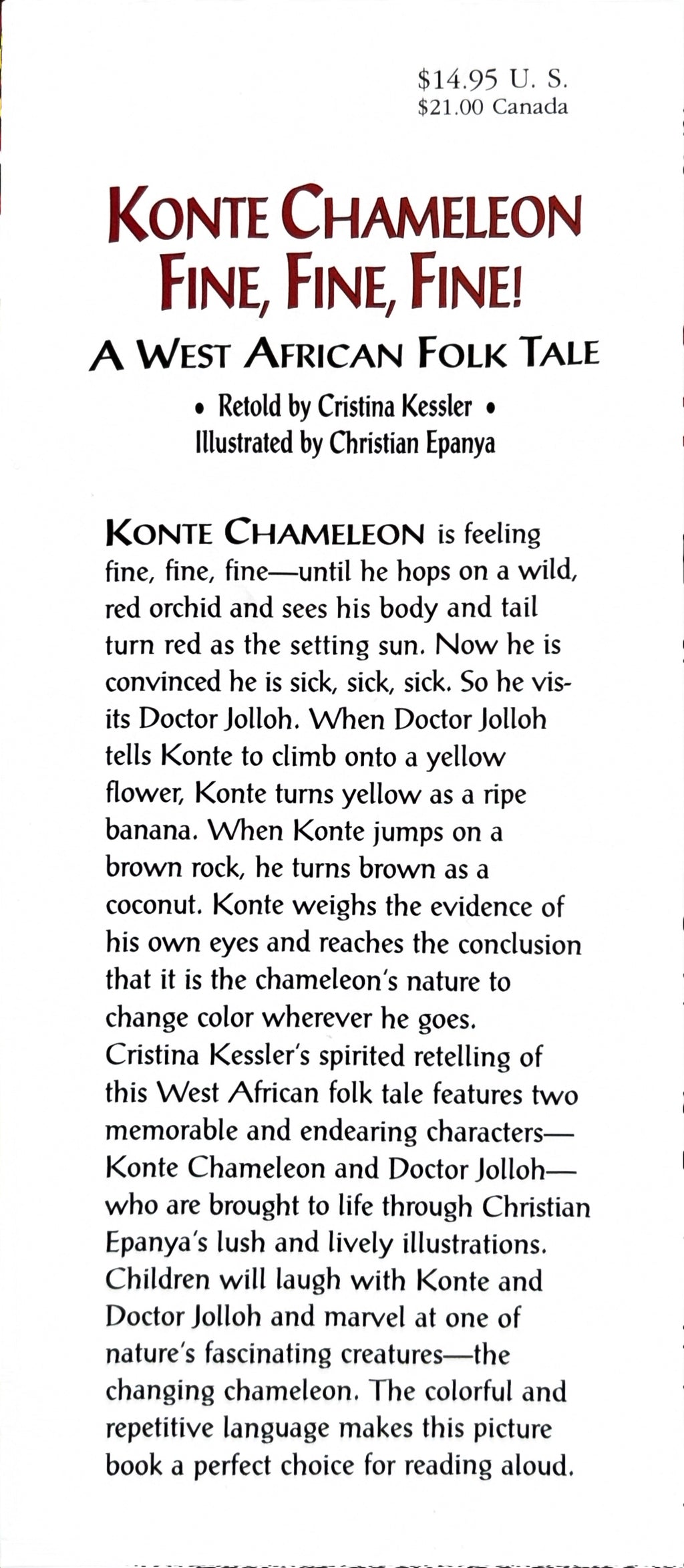 Konte Chameleon Fine, Fine, Fine:  Cristina Kessler  **  First Edition  **  1997