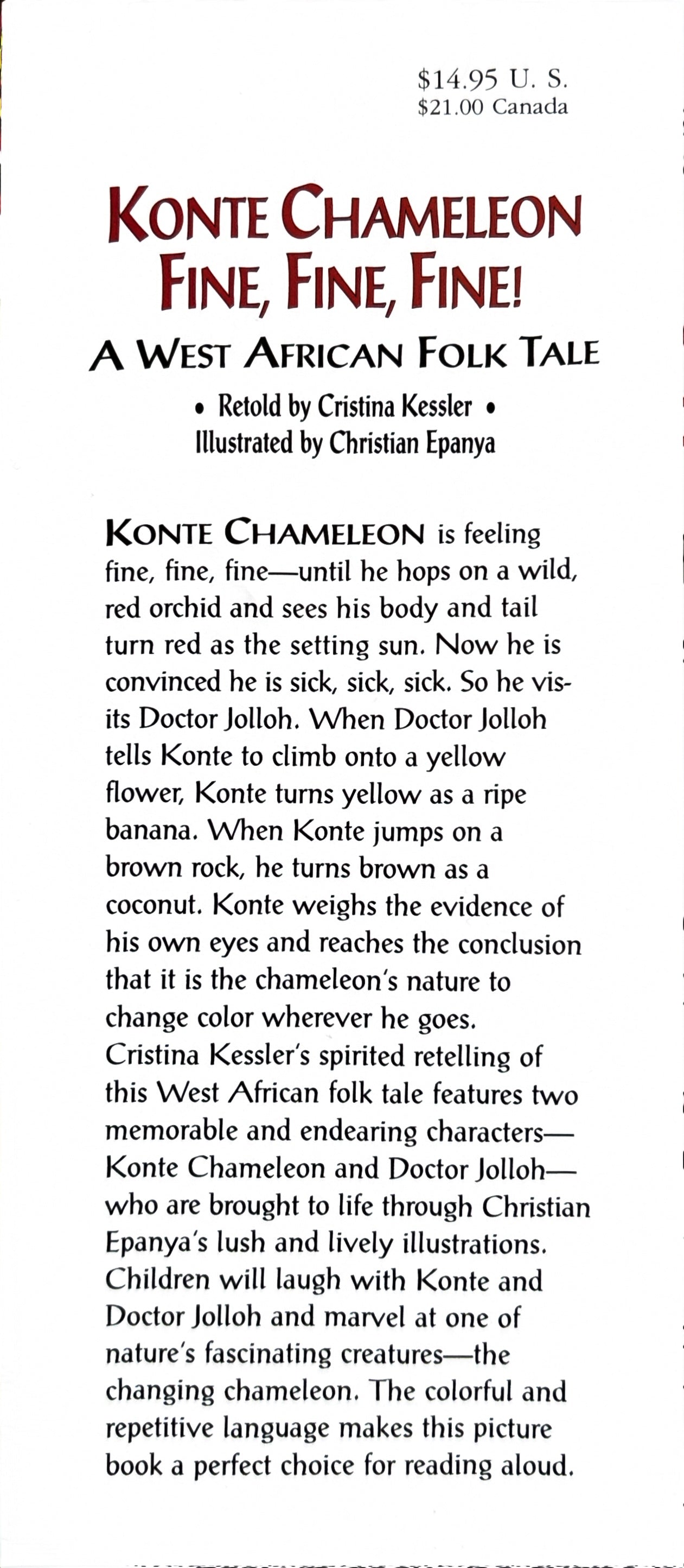 Konte Chameleon Fine, Fine, Fine:  Cristina Kessler  **  First Edition  **  1997