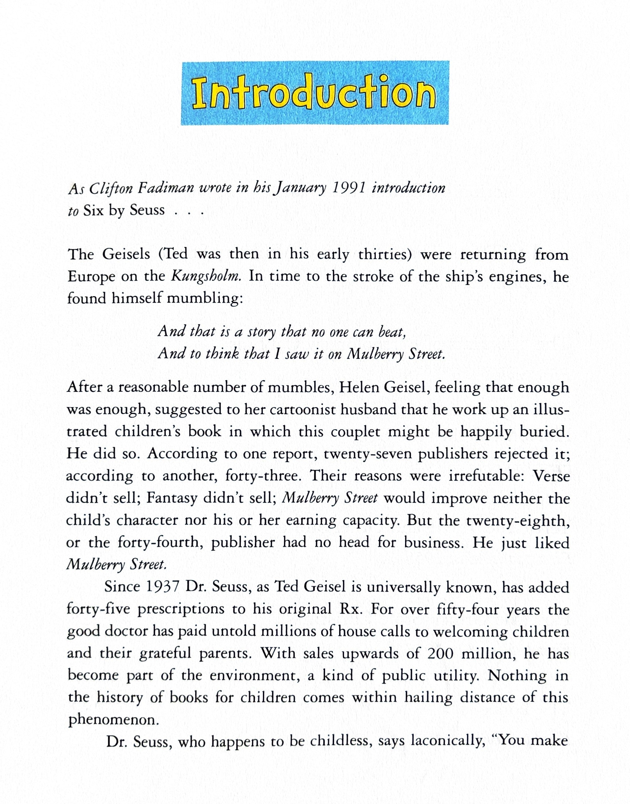 Six by Seuss - A Treasury of Dr. Seuss Classics
