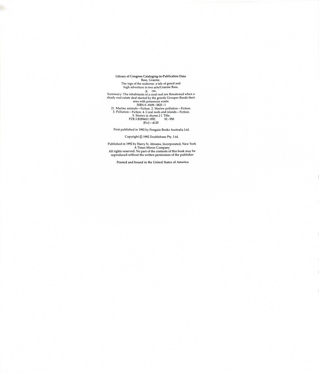 The Sign of the Seahorse:  Graeme Base  ** First Edition  **