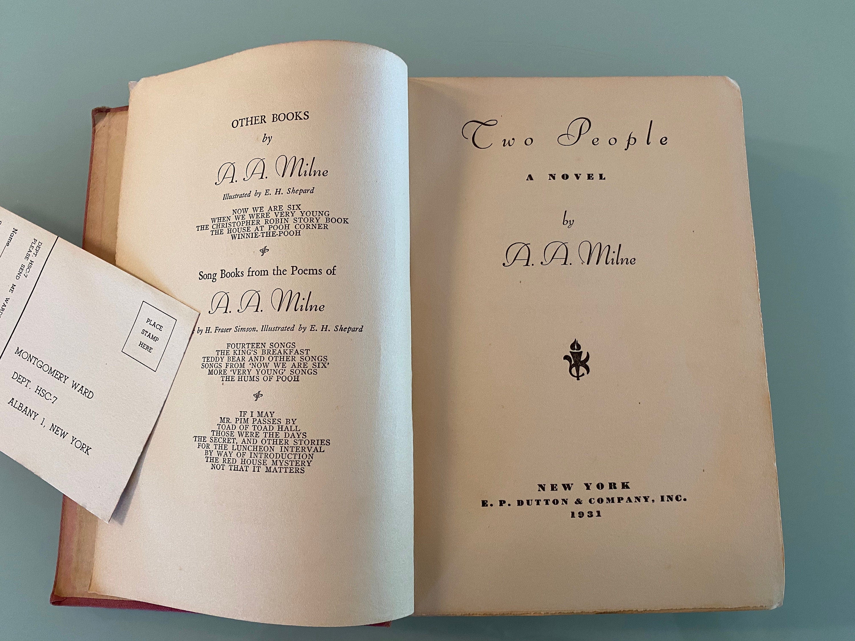 Two People:  A.A.MILNE, **  First EDITION  **   1931