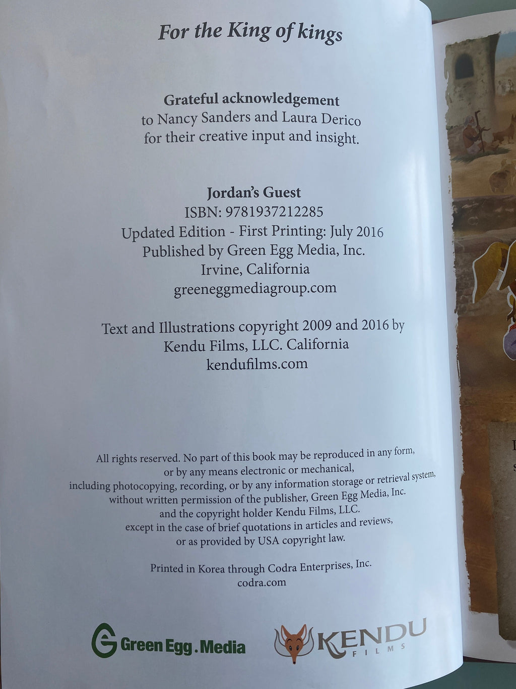 Jordan's Guest Davy LIU Childrens Book Religious Christian