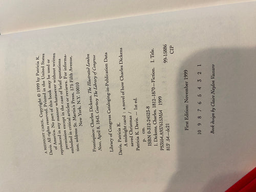 A Midnight Carol: Charles Dickens Christmas Novel, First Edition