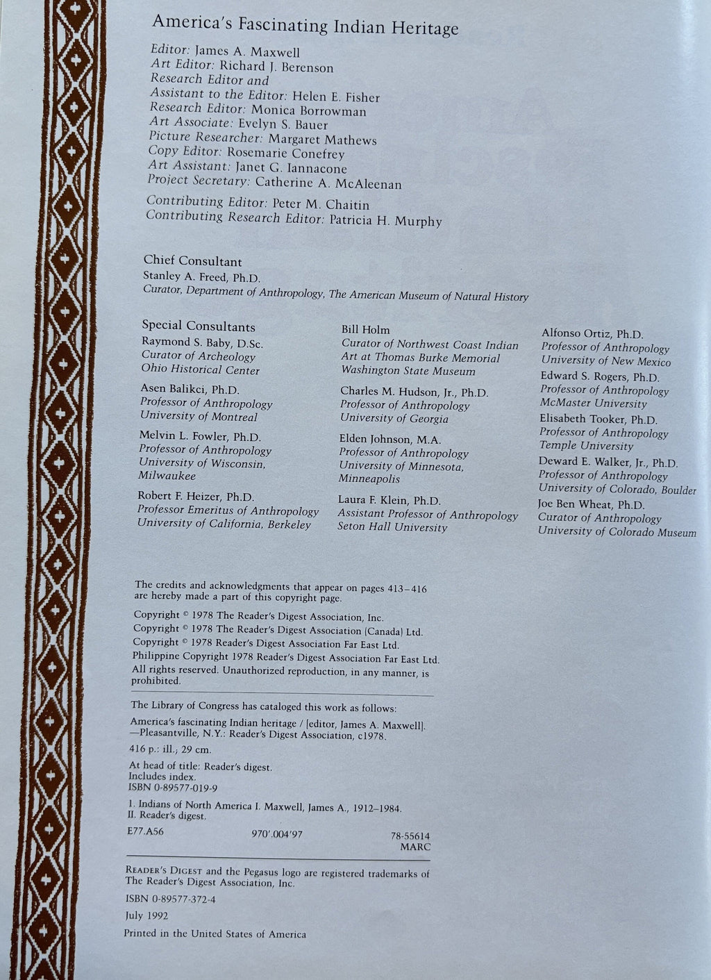 America's Fascinating INDIAN HERITAGE - Copyright 1978- Reader's Digest