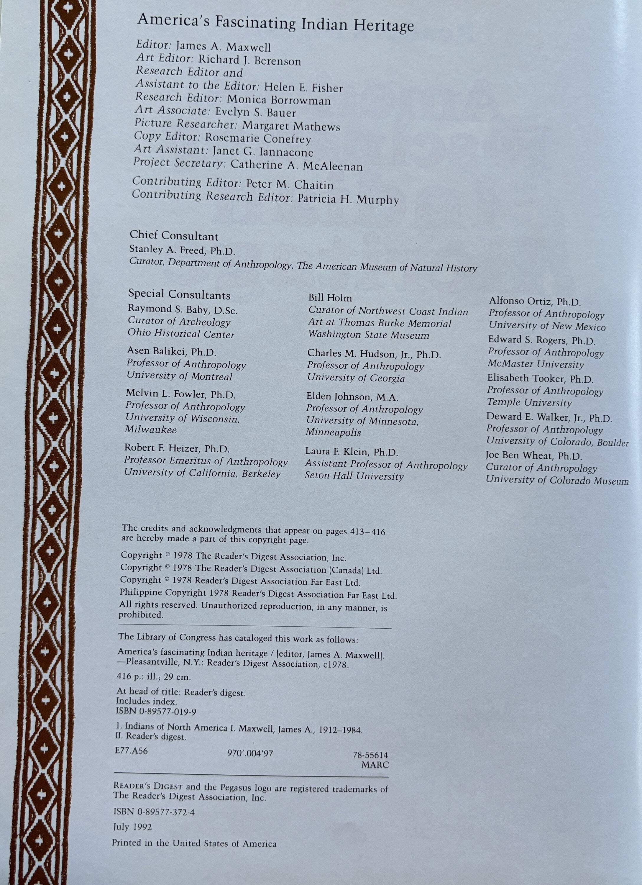America's Fascinating INDIAN HERITAGE - Copyright 1978- Reader's Digest