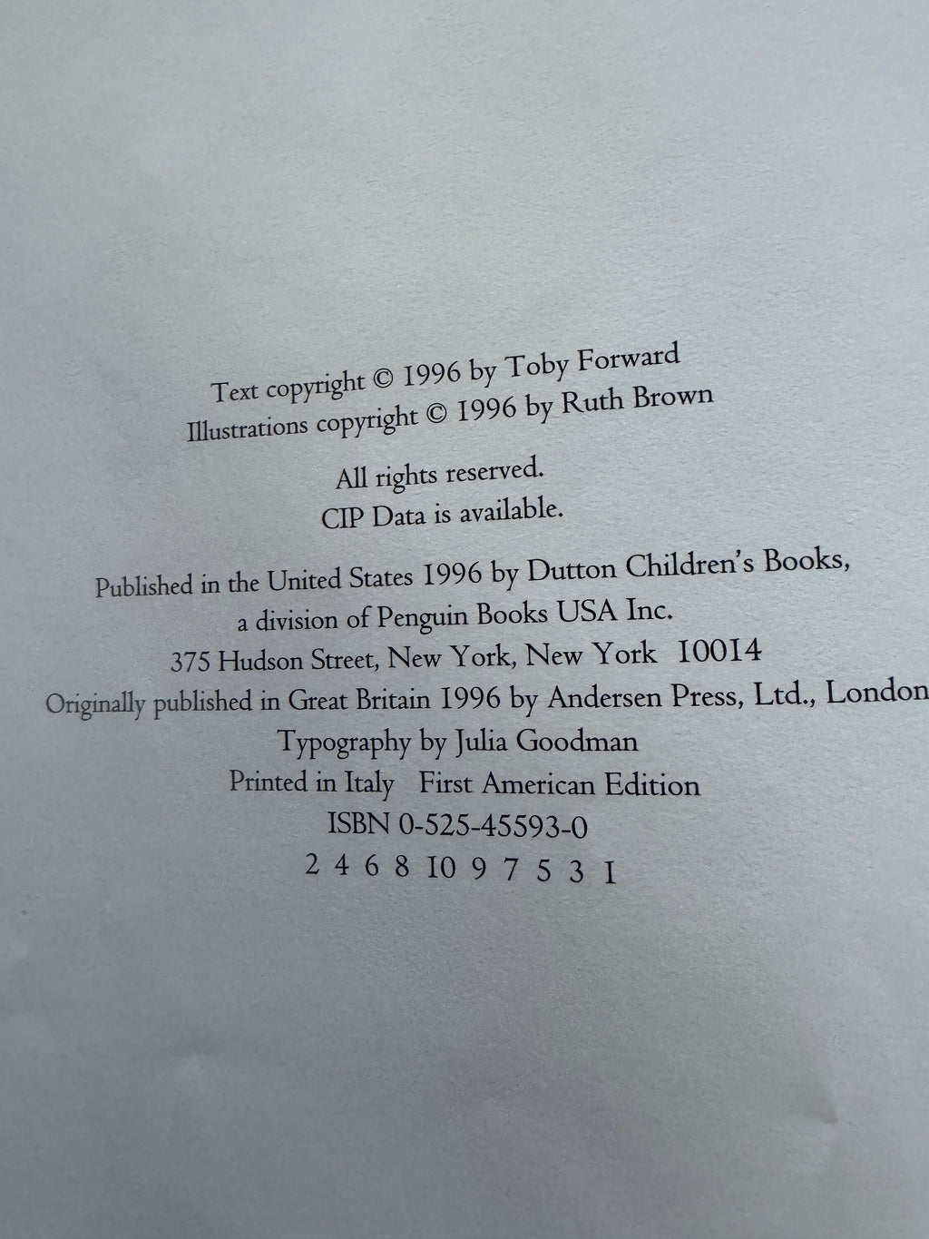 BEN'S CHRISTMAS Carol TOBY Forward Published by Dutton Books for Young Readers (1996)