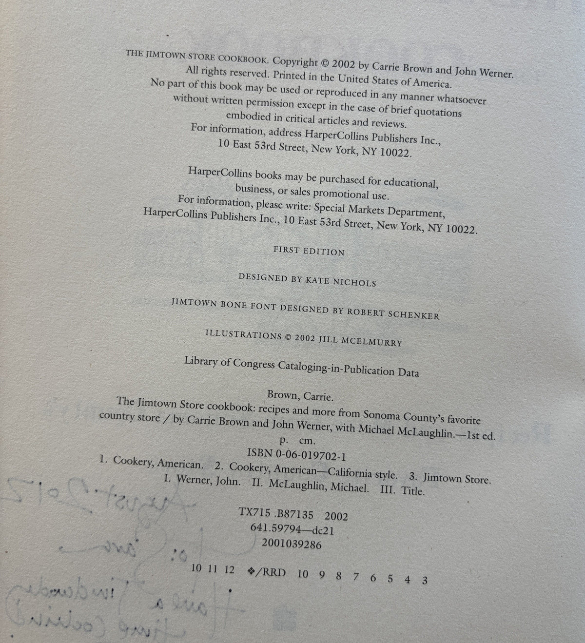 The Jimtown Store Cookbook - Signed First Edition
