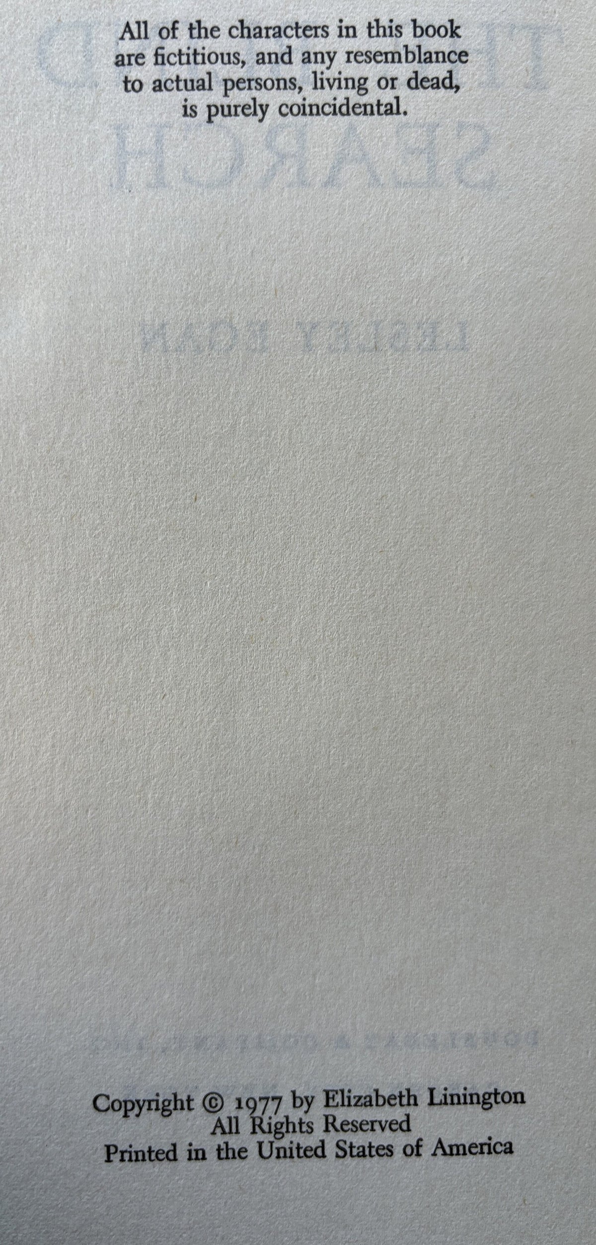 The Blind Search  -  Lesley Egan  -  First Editon 1997