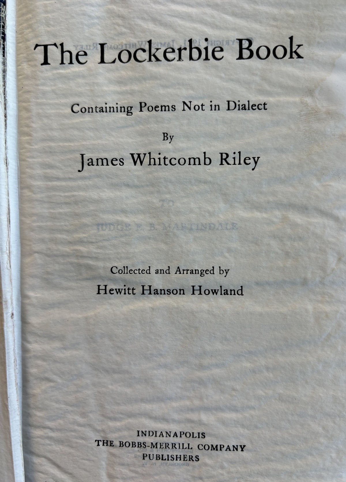 The Lockerbie Book of Riley Verse - Copyright 1911 - James Whitcomb Riley