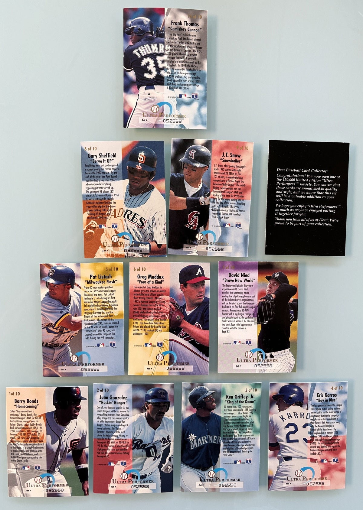 1993 Fleer Ultra Performers Baseball Cards 2/10