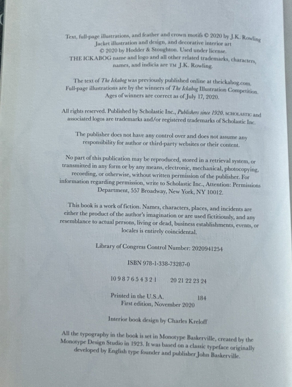 The Ickabog by J. K. Rowling  -  First US Edition