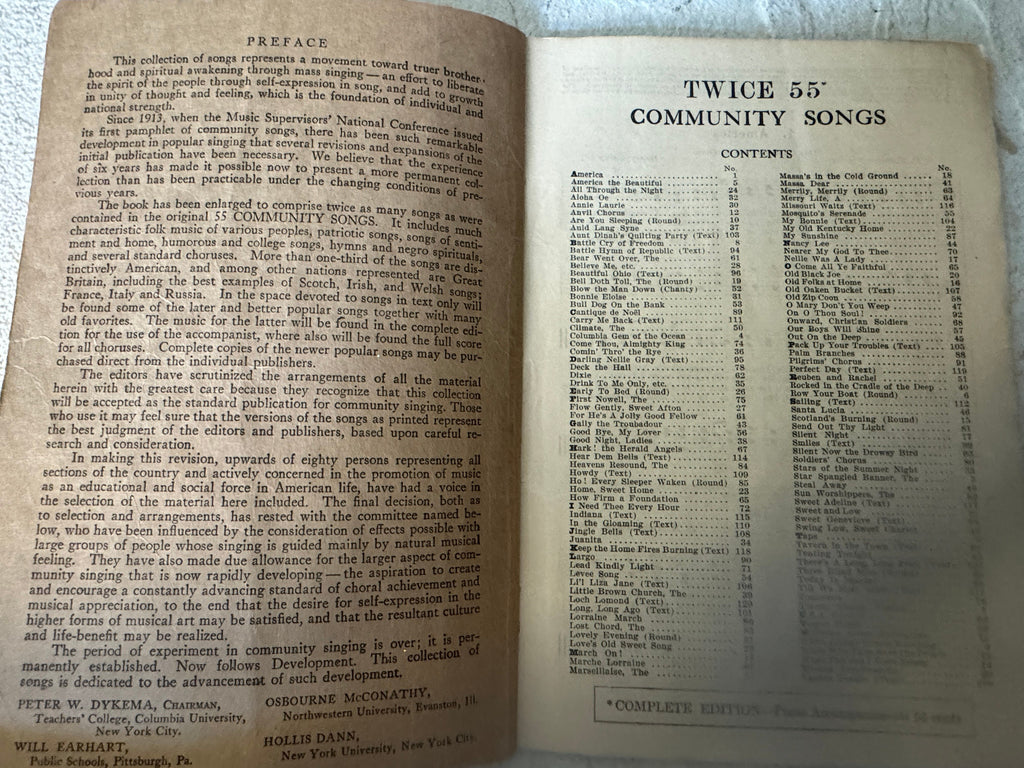 TWICE 55 Plus COMMUNITY Songs I Hear AMERICA Singing The New  Brown Book  Birchard, C. C. Publication Date: 1929