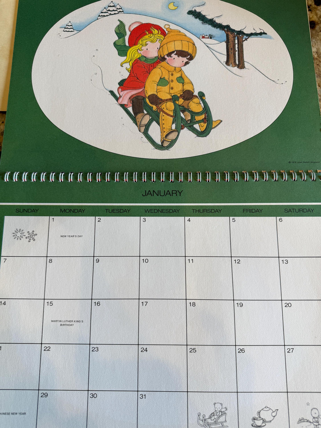 Joan Walsh Anglund 1979 Calendar Date Book Art Artwork Vintage HTF 70s Retro
