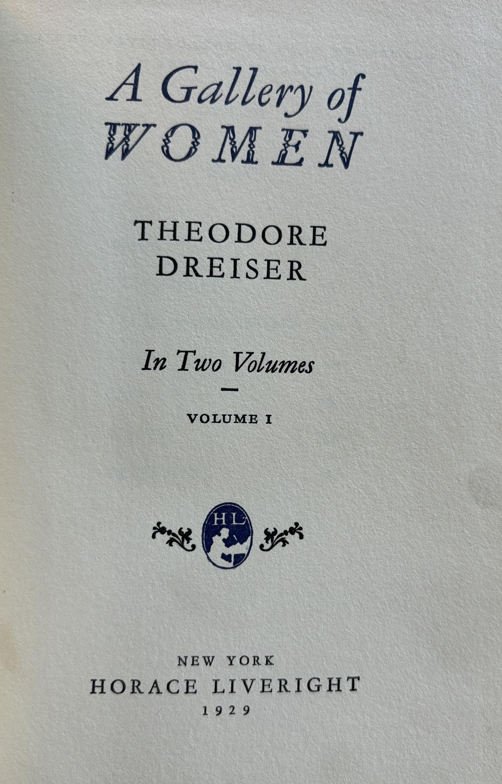 A Gallery of Women - Volume 1 only First Edition 1929