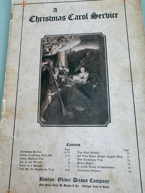 A Christmas Carol  Service Music and Words Ephemera c1910