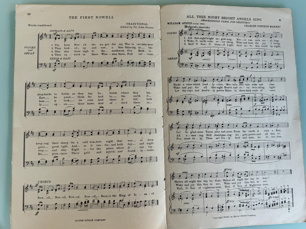 A Christmas Carol  Service Music and Words Ephemera c1910
