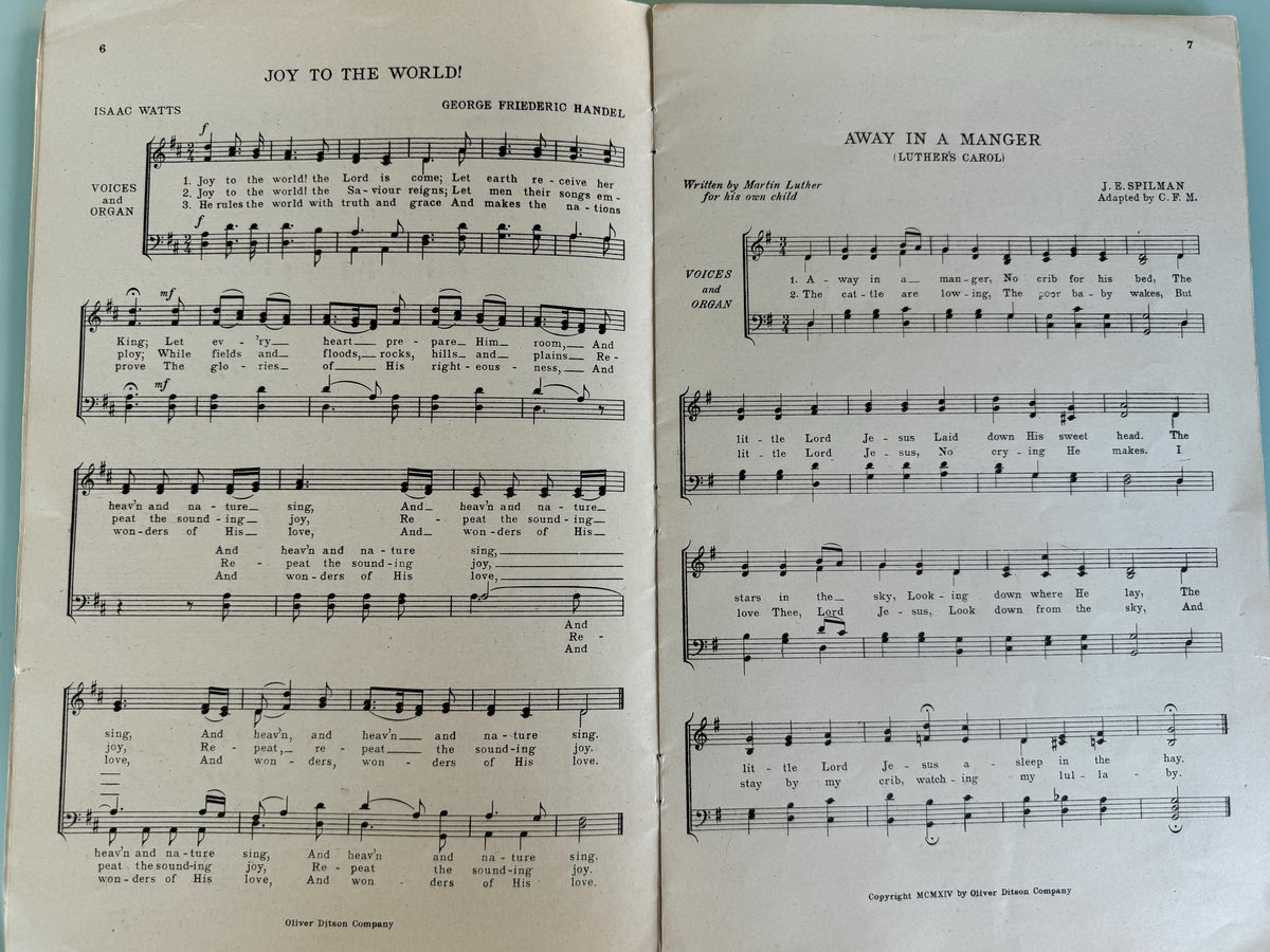A Christmas Carol  Service Music and Words Ephemera c1910