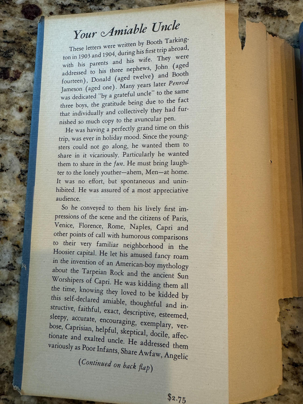 Your Amiable Uncle by Newton Booth Tarkington **  FIRST EDITION   ** 1949