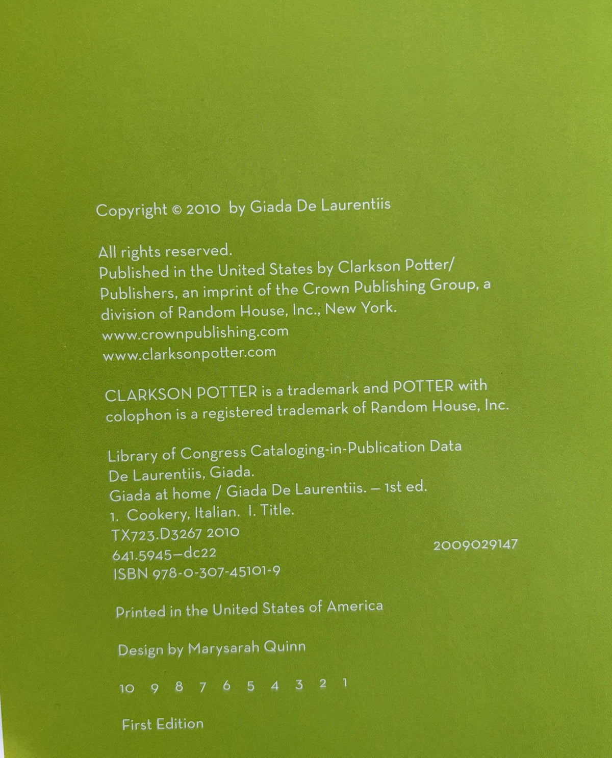 Giada at Home - Family Recipes from Italy and California:  Giada De Laurentiis  **  First Edition  **