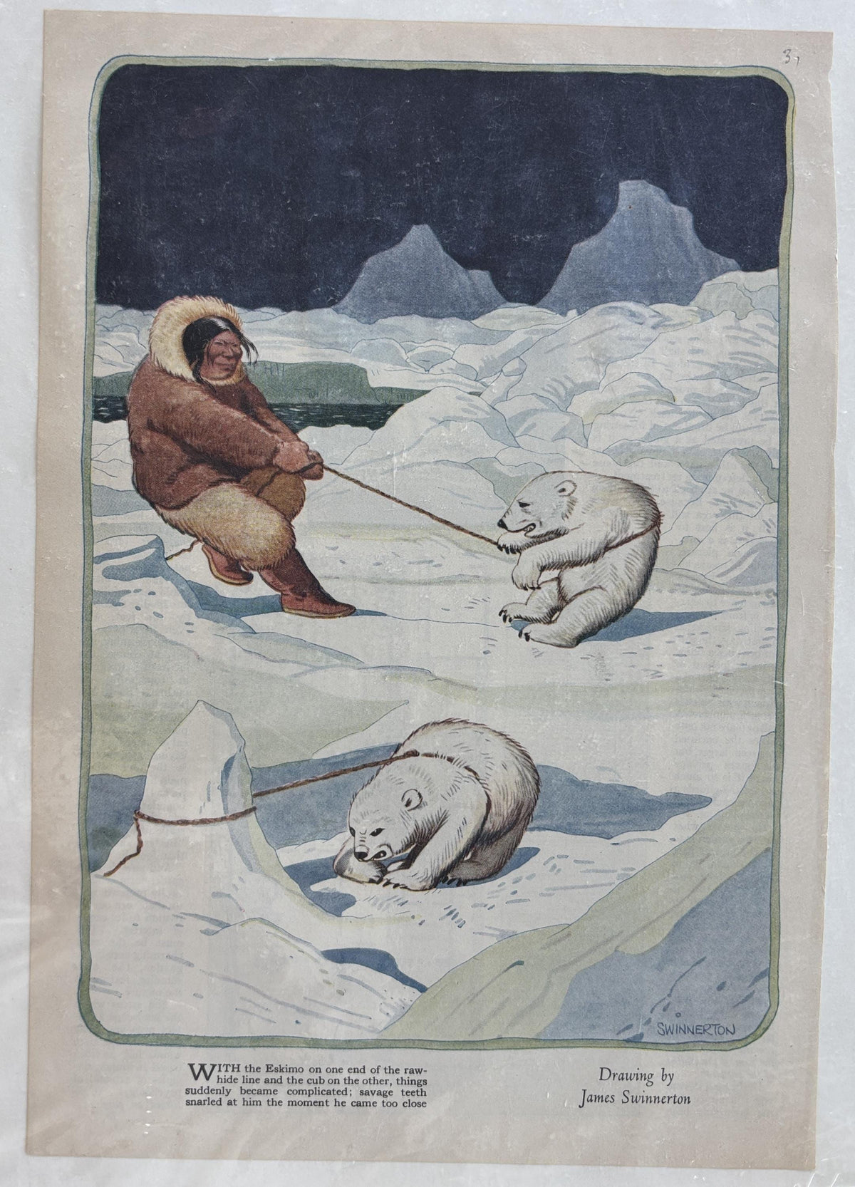 1931 Polar Bear Book Print by James Swinnerton c1930 Eskimo with Cubs