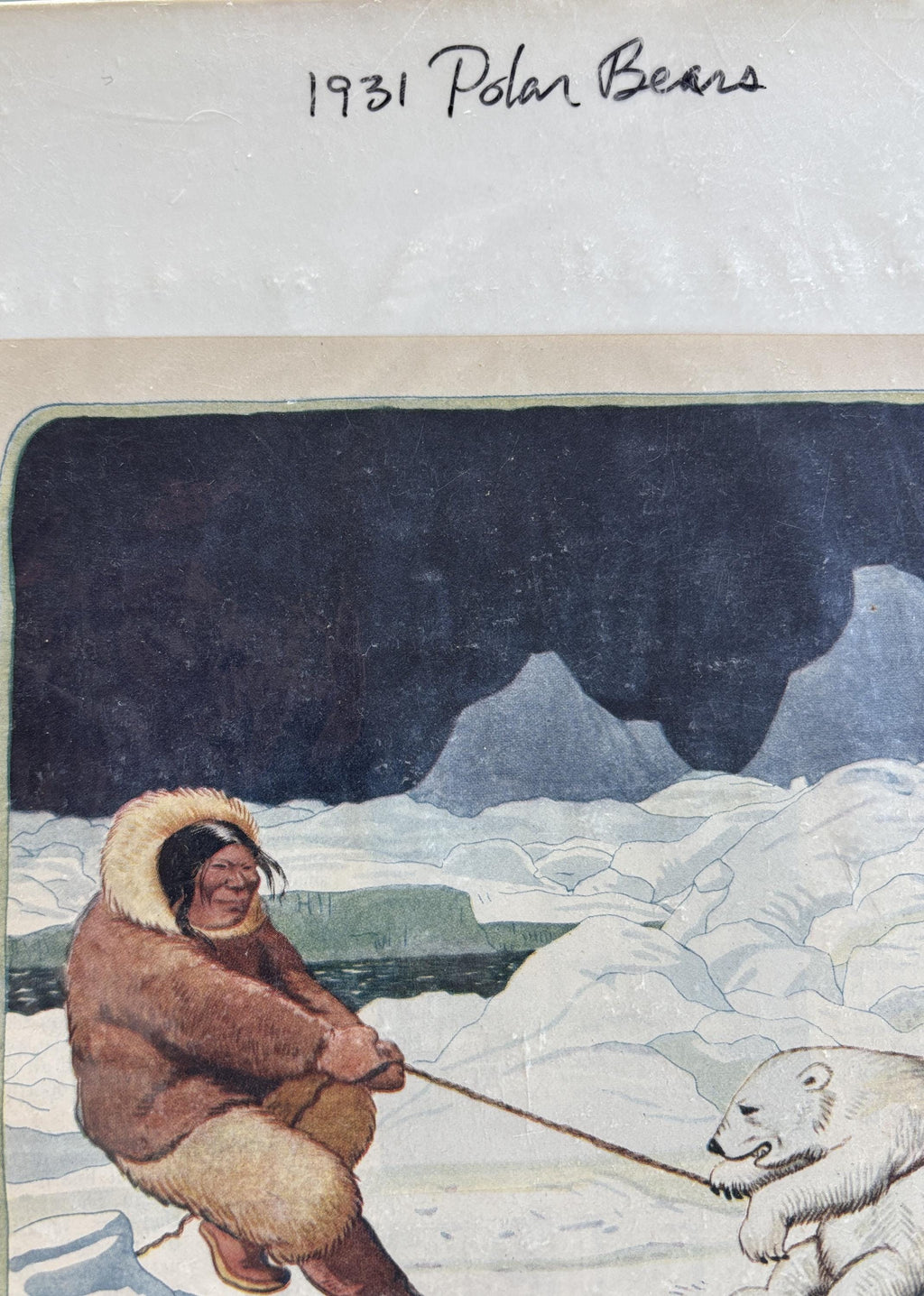 1931 Polar Bear Book Print by James Swinnerton c1930 Eskimo with Cubs