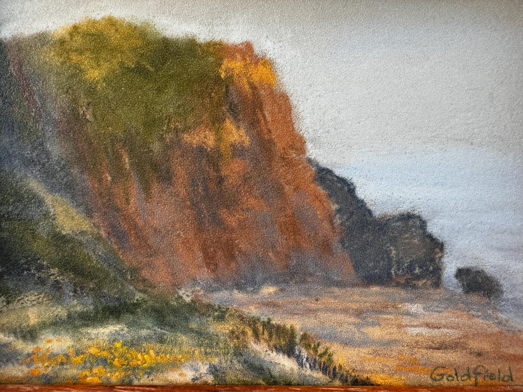 VINTAGE Emily Goldfield Pastel Artist Painting 5" x 7"  Mist at Point Dune AMAZING  Romantic Realist Style