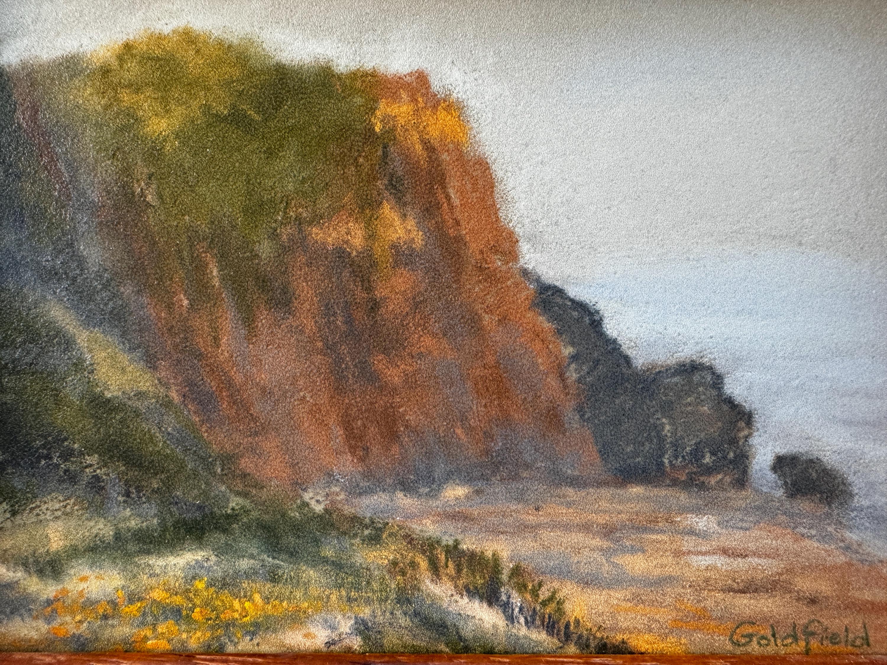 VINTAGE Emily Goldfield Pastel Artist Painting 5" x 7"  Mist at Point Dune AMAZING  Romantic Realist Style