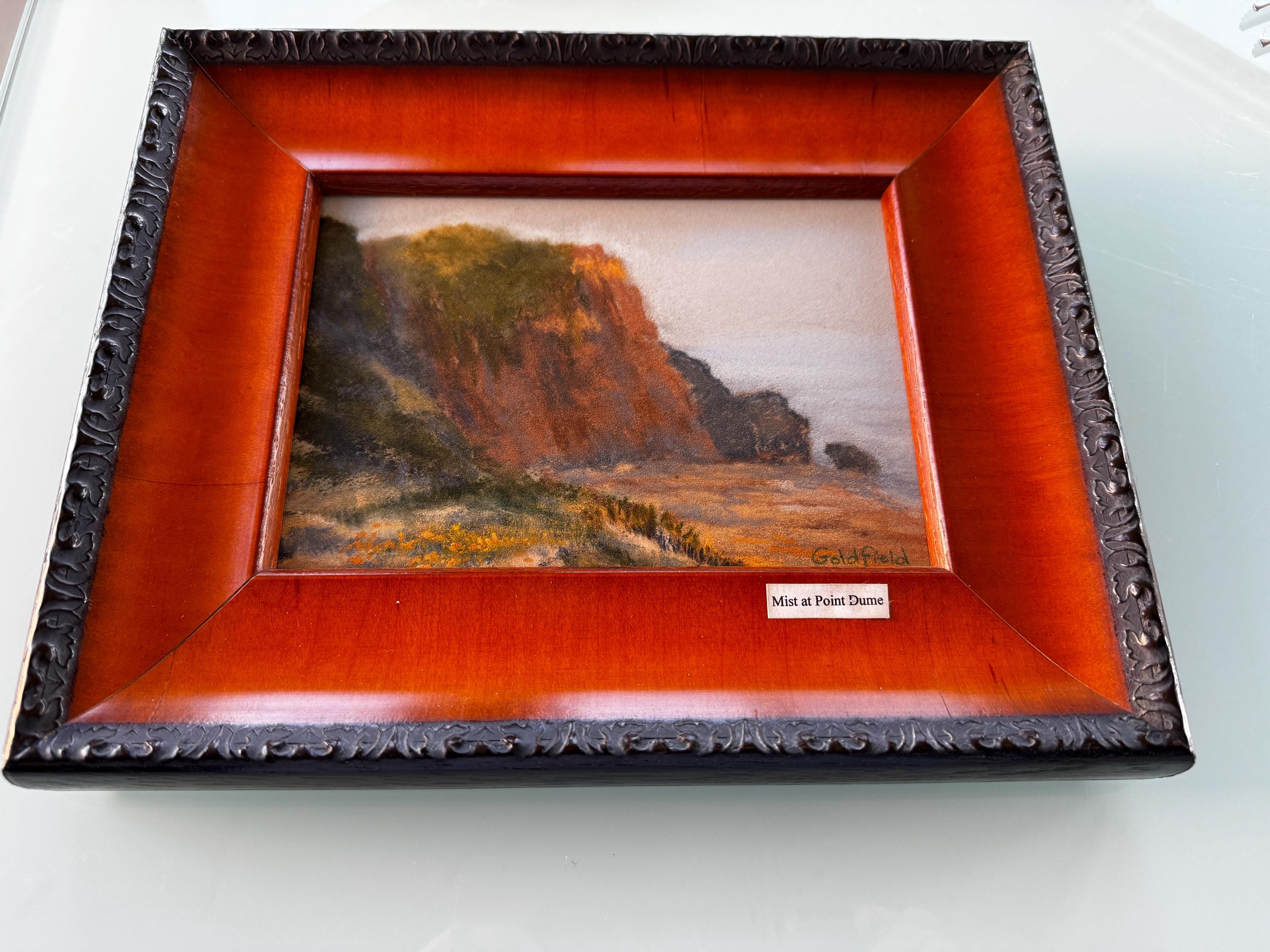 VINTAGE Emily Goldfield Pastel Artist Painting 5" x 7"  Mist at Point Dune AMAZING  Romantic Realist Style