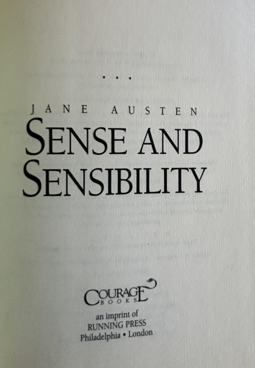 Sense and Sensibility:  Jane Austen  **  First Publishing  **  1996
