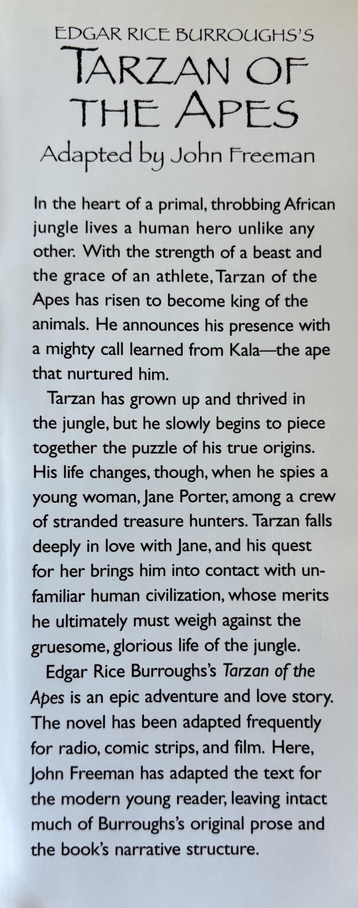 Tarzan of the Apes:  Edgar Rice Burroughs