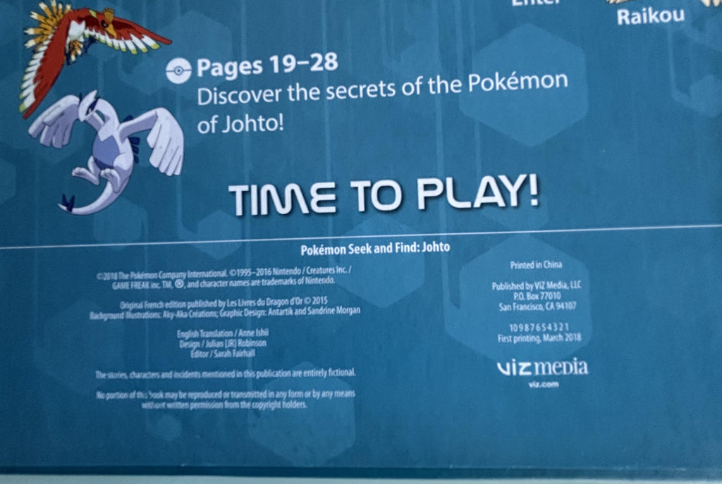 Pokemon Seek and Fink:  Johto  **  First Edtioin  **