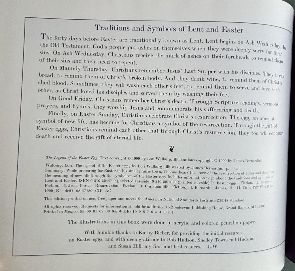 The Legend of the EASTER EGG:  Lori Walburg  1999