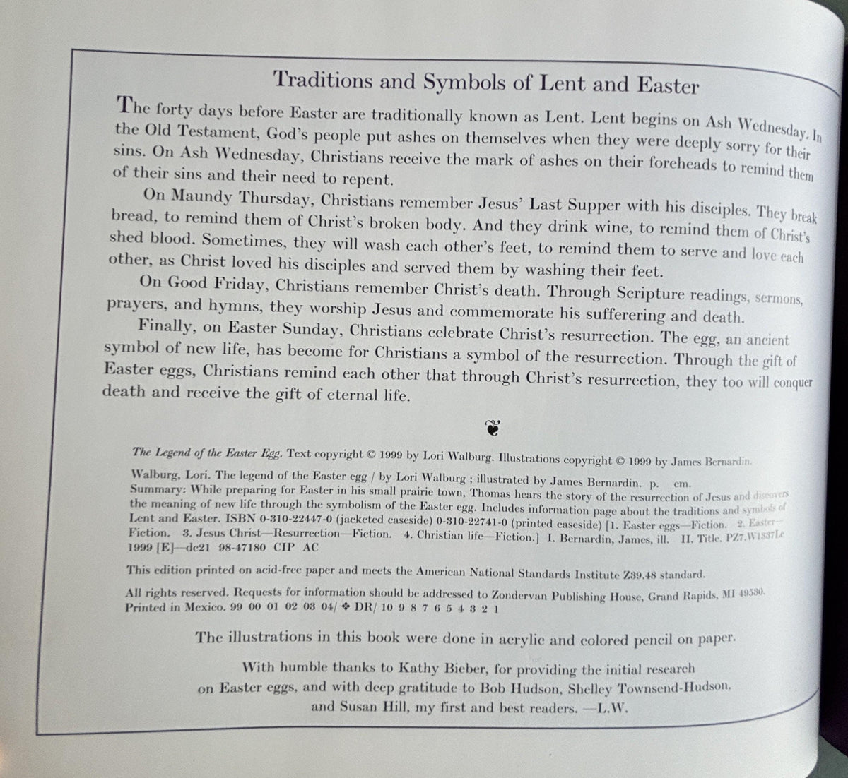The Legend of the EASTER EGG:  Lori Walburg  1999