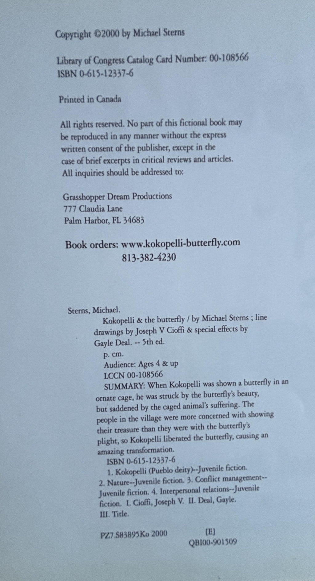 KOKOPELLI the Butterfly:  Michael Sterns  **  Signed copy  **