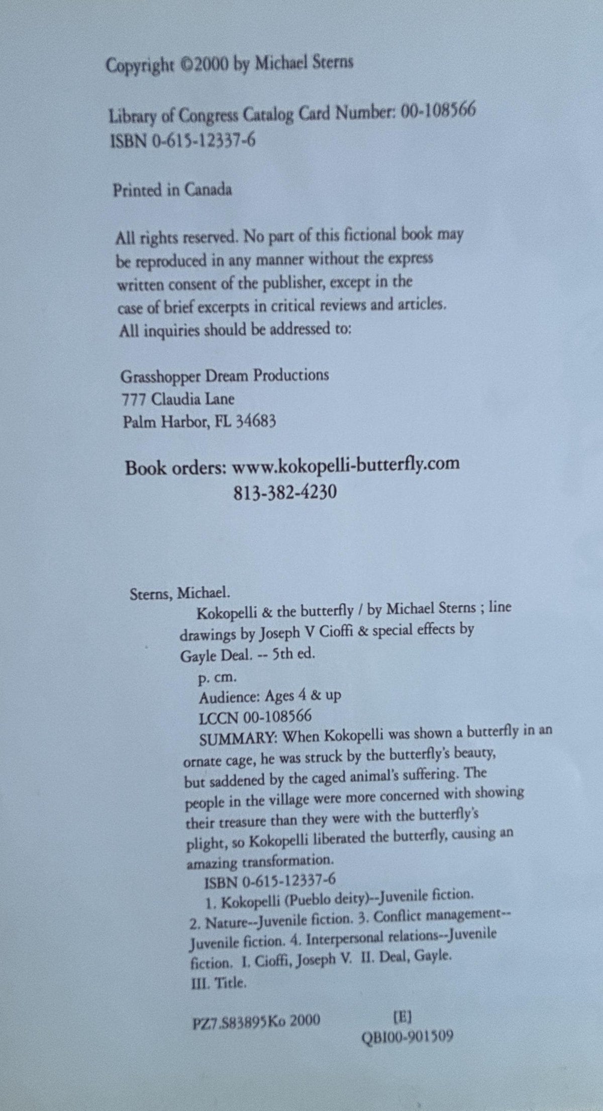 KOKOPELLI the Butterfly:  Michael Sterns  **  Signed copy  **