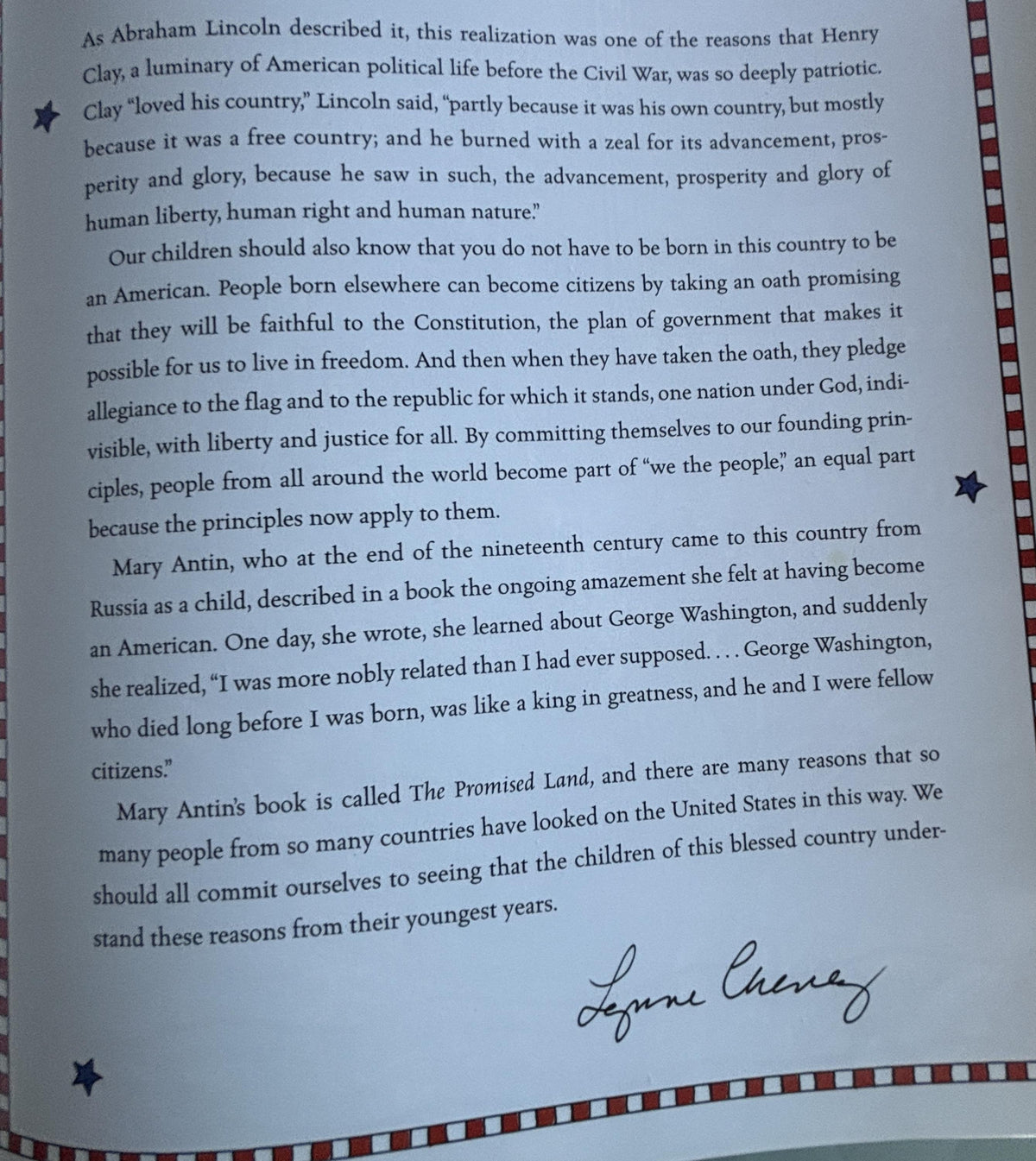 America A Patriotic Primer:  LYnne Chenny