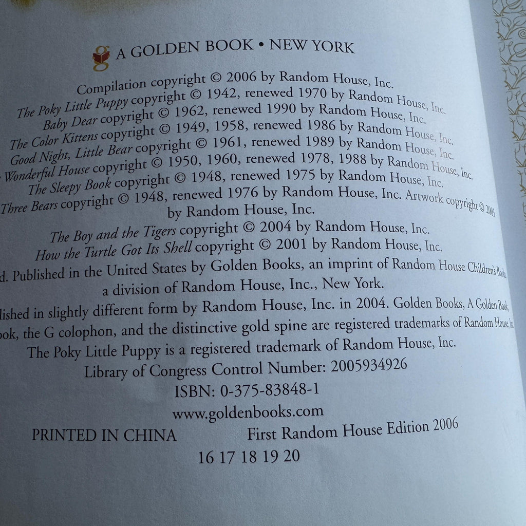 Sleepytime Tales A little Golden Book, Nine Beloved Classics  **  First Random House Edition  **