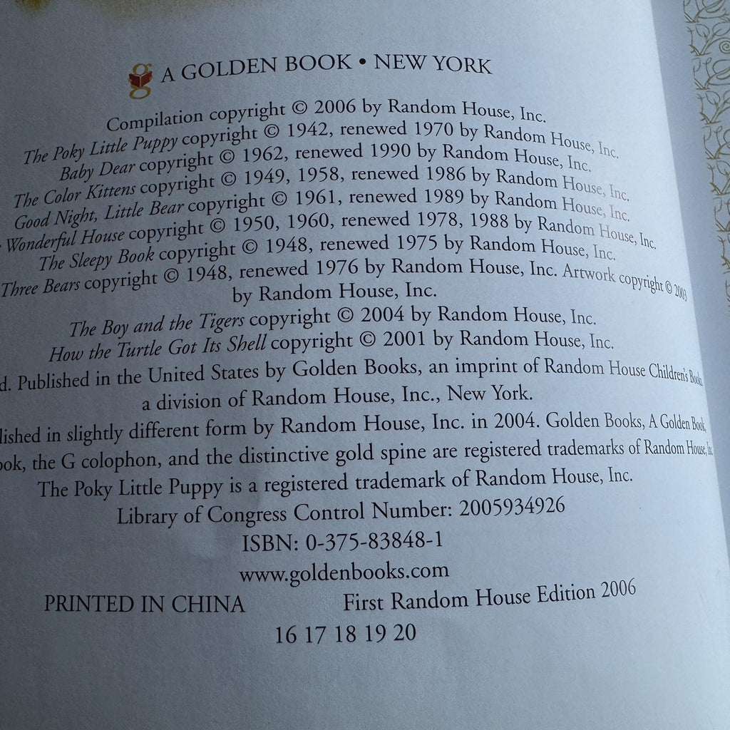 Sleepytime Tales A little Golden Book, Nine Beloved Classics  **  First Random House Edition  **