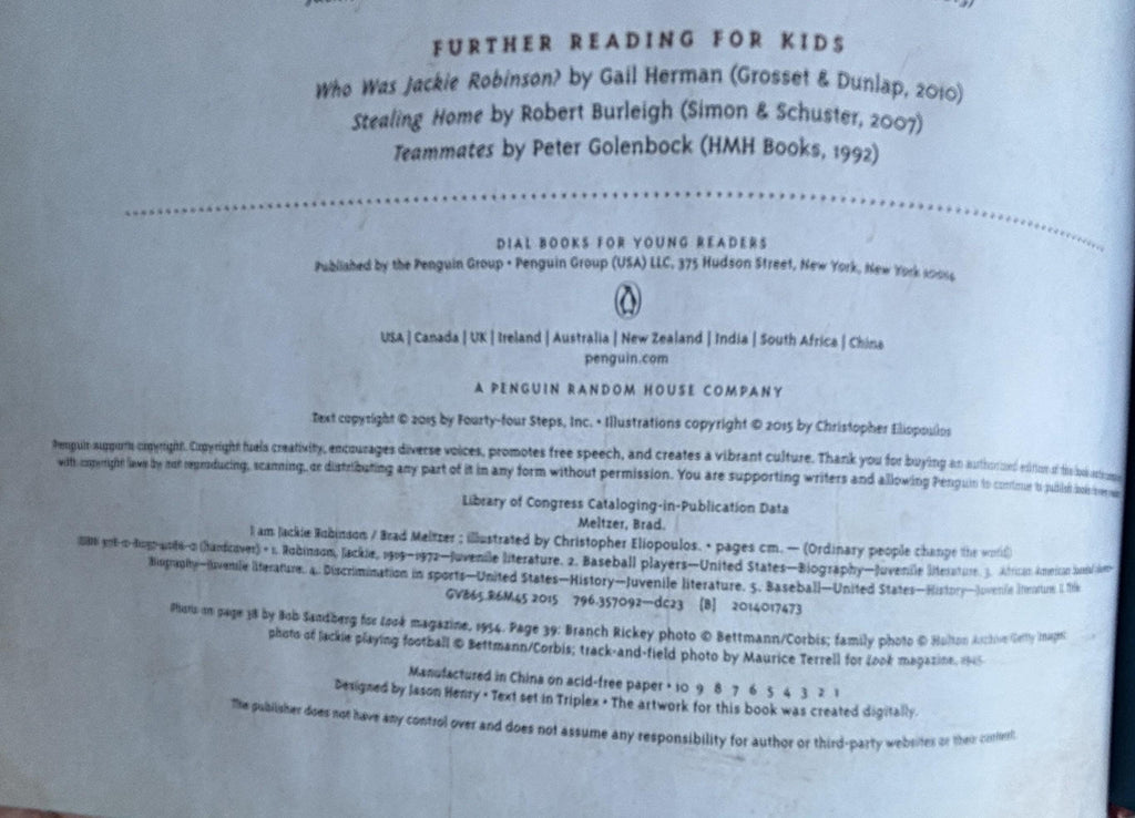 I am Jackie Robinson:  Brad Meltzer  **  First Edition  **
