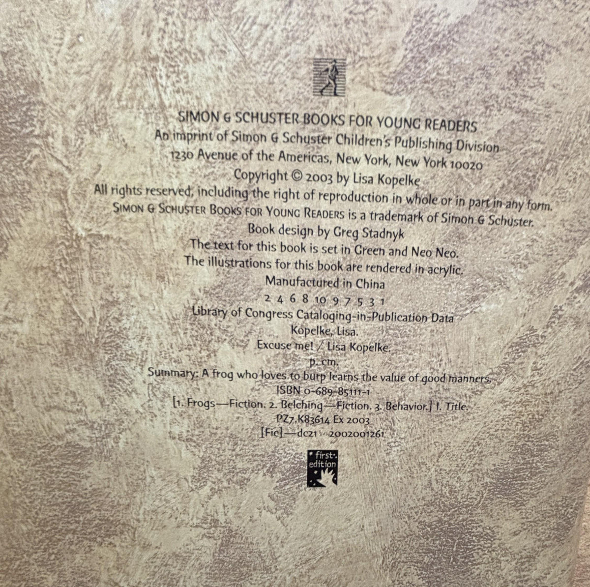 Excuse Me!:  Lisa Kopelke  **  FIrst Edition  **