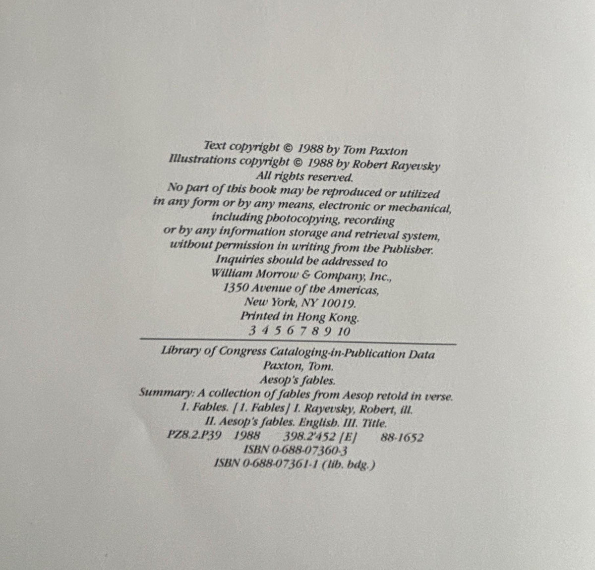 Aesop's Fables: Tom Paxton  1988