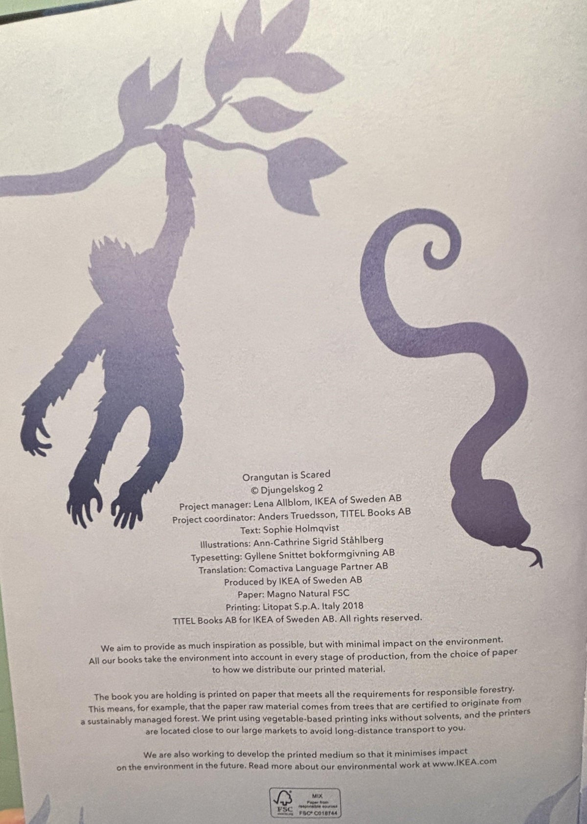 Orangutan is Scared:  Sophie Holmqvist