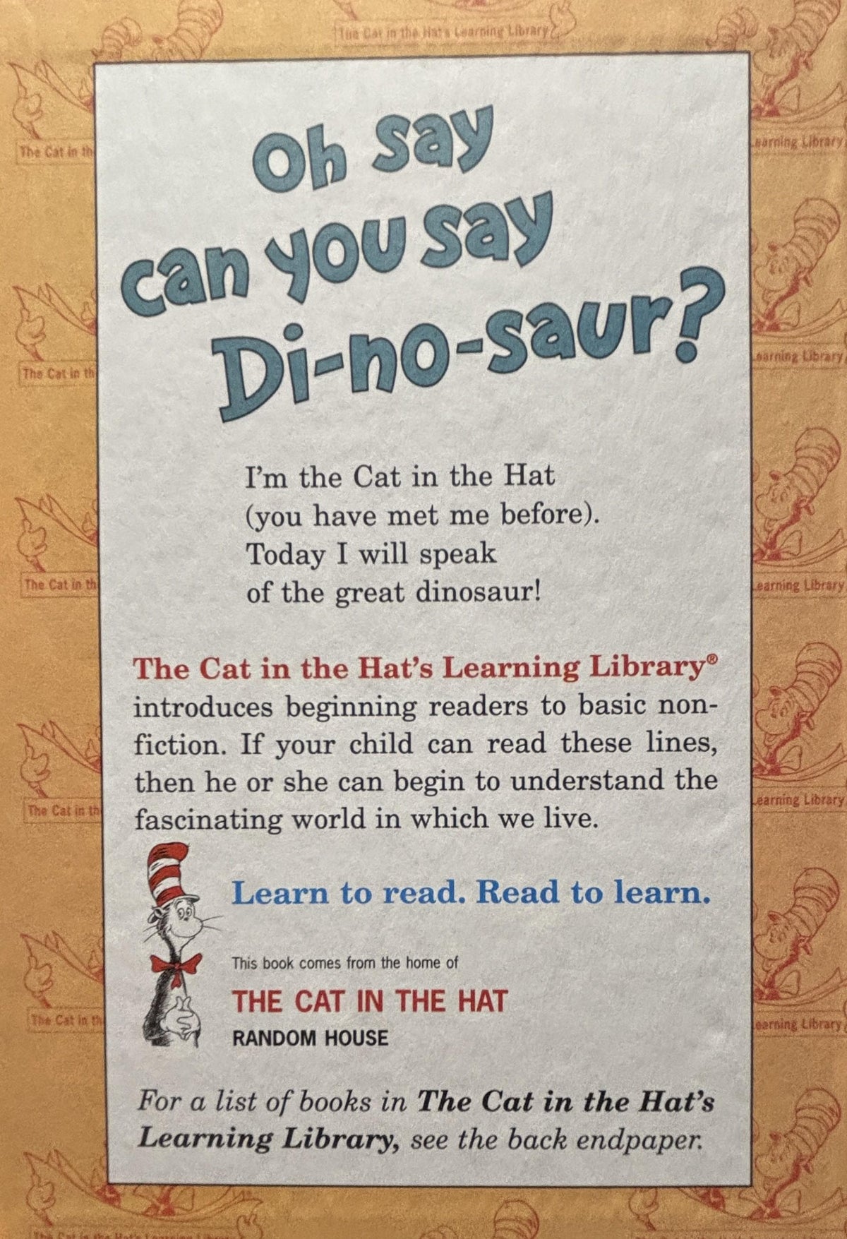 Oh Say Can You Say Di-No-Saur?:  Bonnie Worth