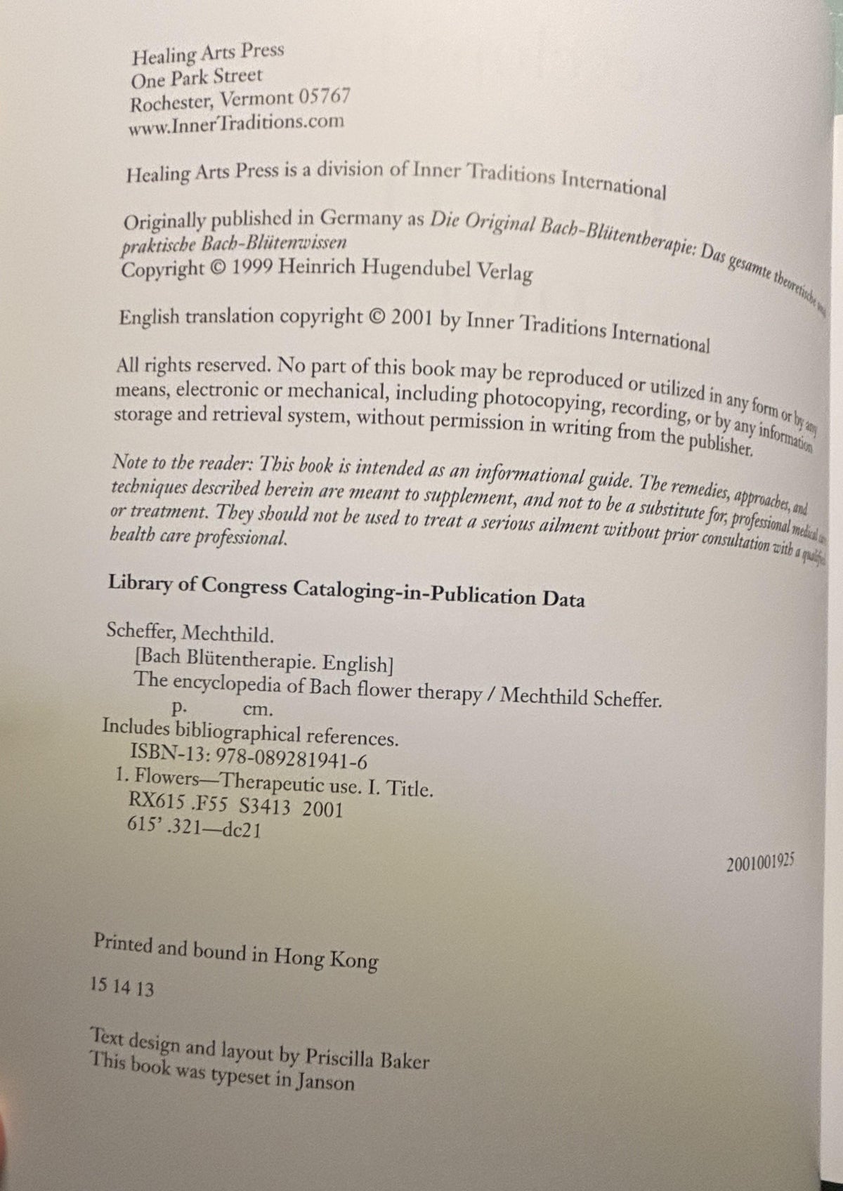 The Encyclopedia of BACH Flower Therapy:  Mechthild Scheffer