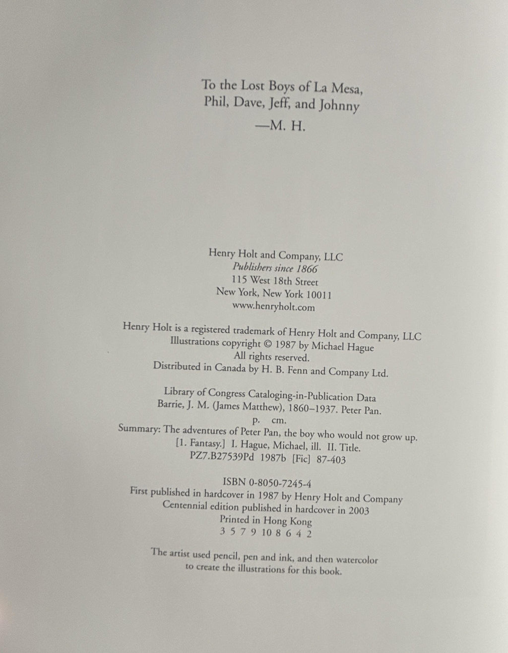 Peter Pan:  J. M. Barrie  **  100 Anniversary Edition  **