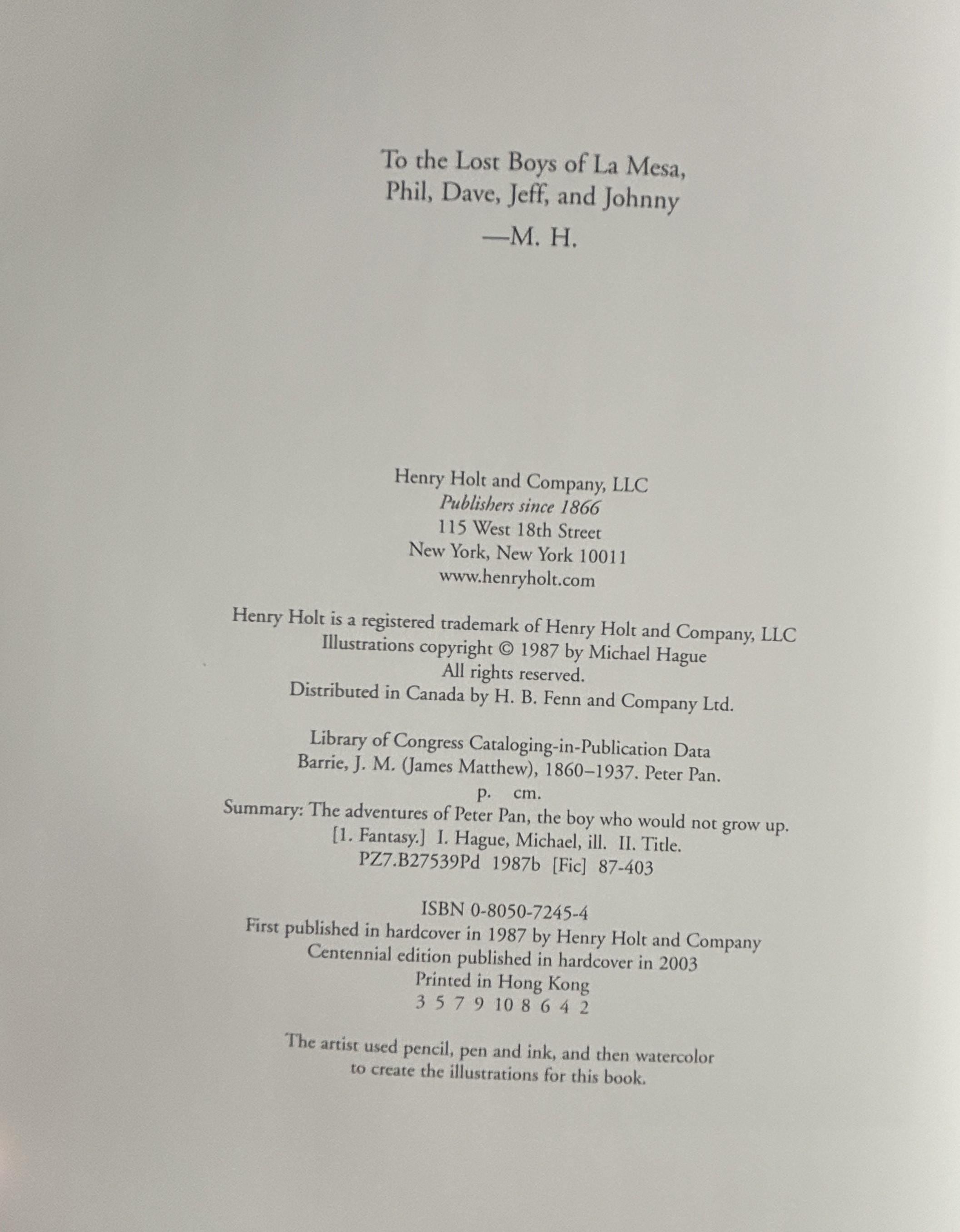 Peter Pan:  J. M. Barrie  **  100 Anniversary Edition  **