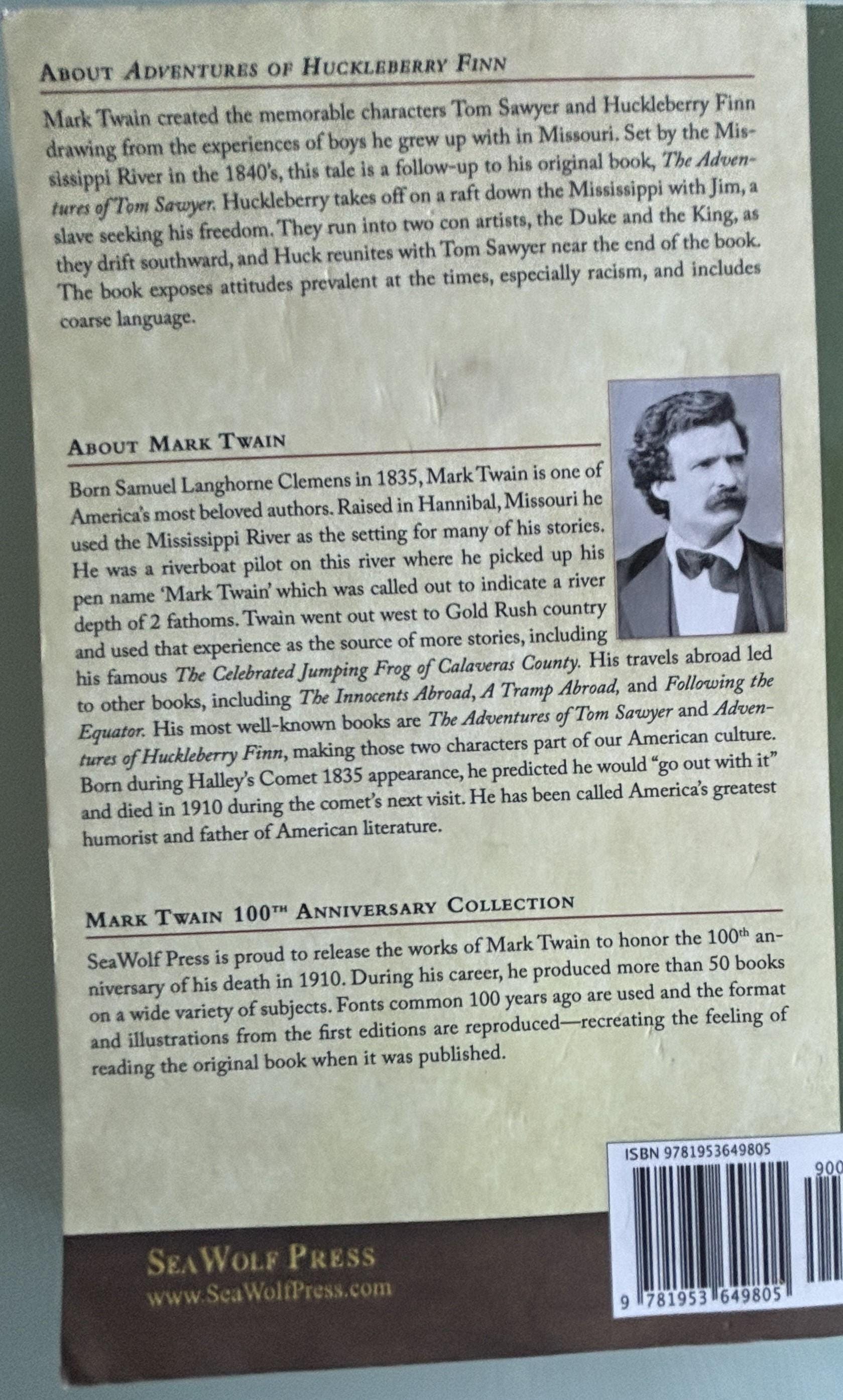 Adventures of Huckleberry Finn:  Mark Twain